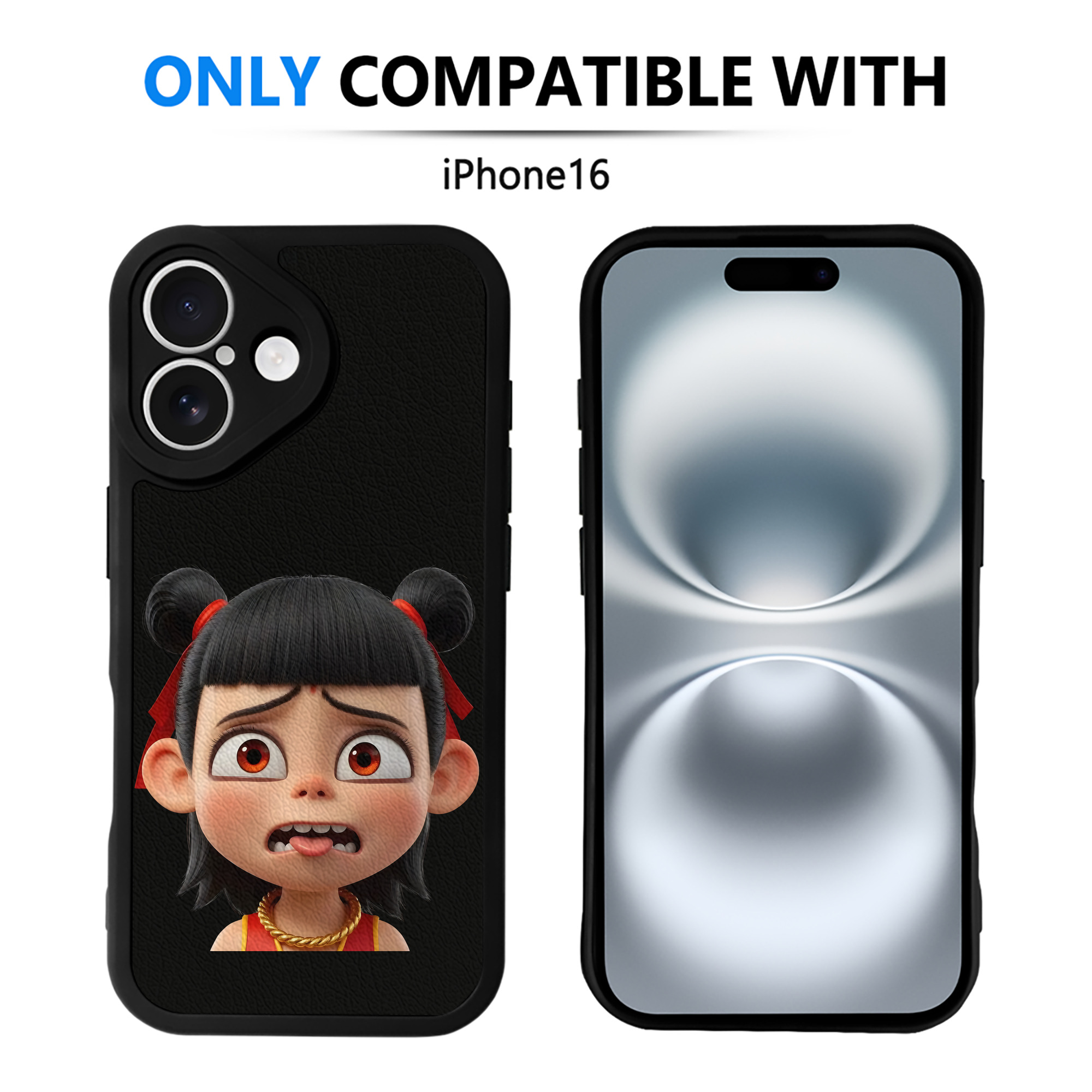 （画像用） Ne Zha 2 ナタ 魔童の大暴れ 【iPhone 16シリーズ対応】シリコンスマホケース（レザー調） 材質：シリコン